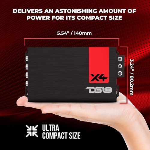 Amplificador Coche DS18 X4 Ultra Compacto Clase D 4 Canales 1400 Watts Max - Imagen 3 de 9