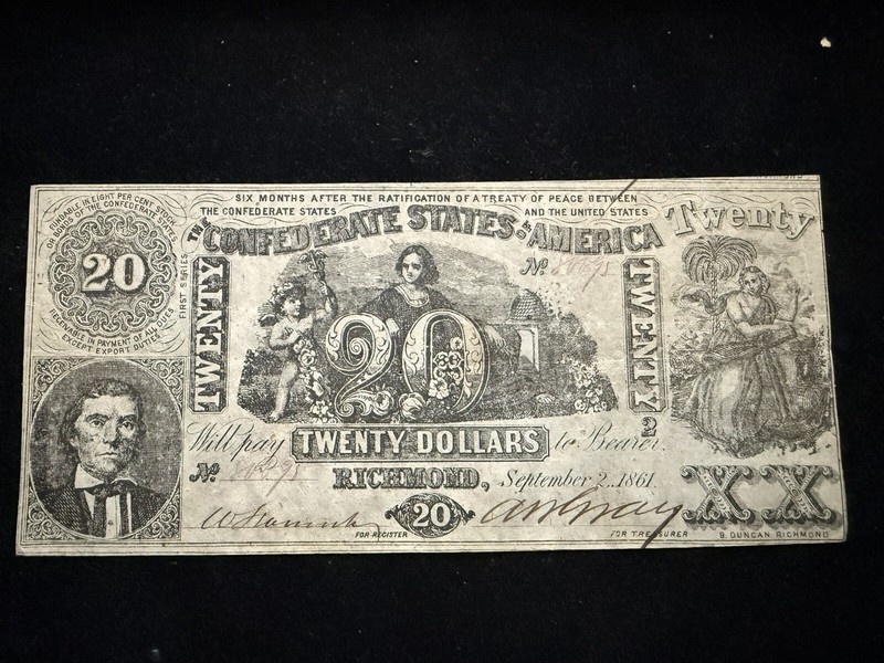 T-20 $20 Sept. 2, 1861 Confederate Currency - NT1685