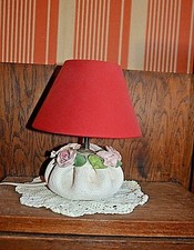  ANCIEN LAMPE DE CHEVET CERAMIQUE BISCUIT BARBOTINE PA BOUILLOTTE BUREAU NOTAIRE