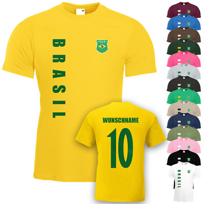 Brasilien Brazil T-Shirt Trikot Name Nummer Fußball WM EM Fan Team National