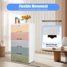 5 Drawers Modern Plastic Stackable Dresser Plastic Cupboard Storage Cabinet Home
