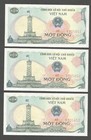 Vietnam 1 Dong 1985; UNC; P-90a; BNB-B318a; Lot of 3 consecutive serial numbers