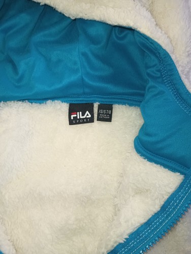 Fila Sport Girl's Hooded Vest Full-Zip Faux Fur Ivory&Blue Outdoor Size 7/8 G002 - Picture 2 of 3