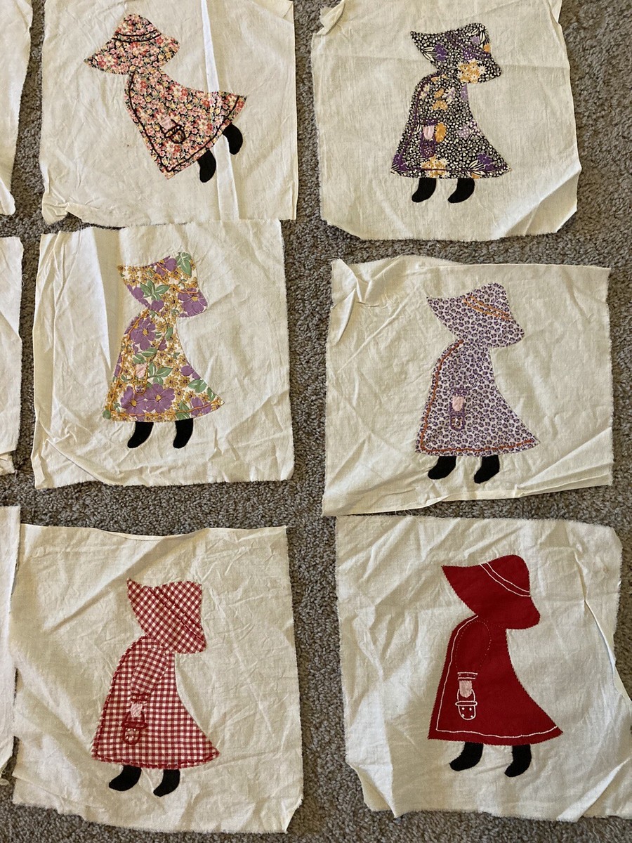 Lot Of 37 Antique Vintage SUNBONNET SUE Quilt Blocks Hand