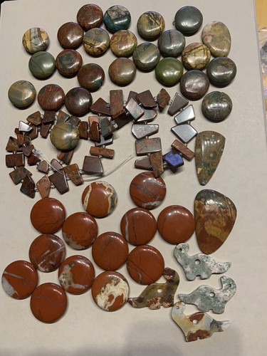 Mineral Bead Cabochon and Beads Dinosaur Destash 2 Bead Show Quality See Photos