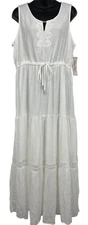 Indigo Rose Maxi Women White Dress Tier Size XL Extra Large Tier Sleeveless New