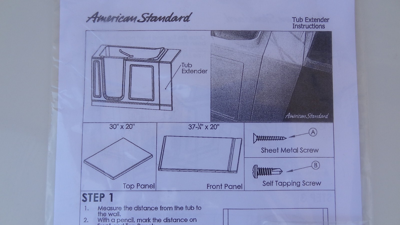 American Standard 9EXT.WH Acrylic Bathtub Extender 20" Wide eBay