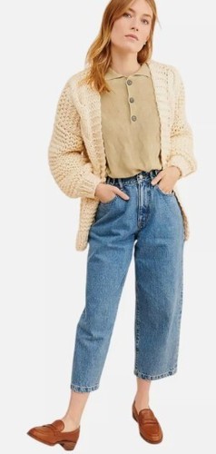 Edwin Maiia Jeans Trouser Women's Denim Size Medium Adjustable Cropped Wide-Leg