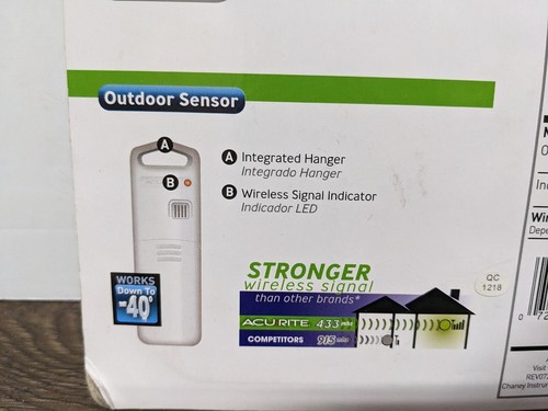 AcuRite Wireless Indoor/Outdoor Thermometer with Clock Model: 02044W1 NEW - Picture 5 of 6