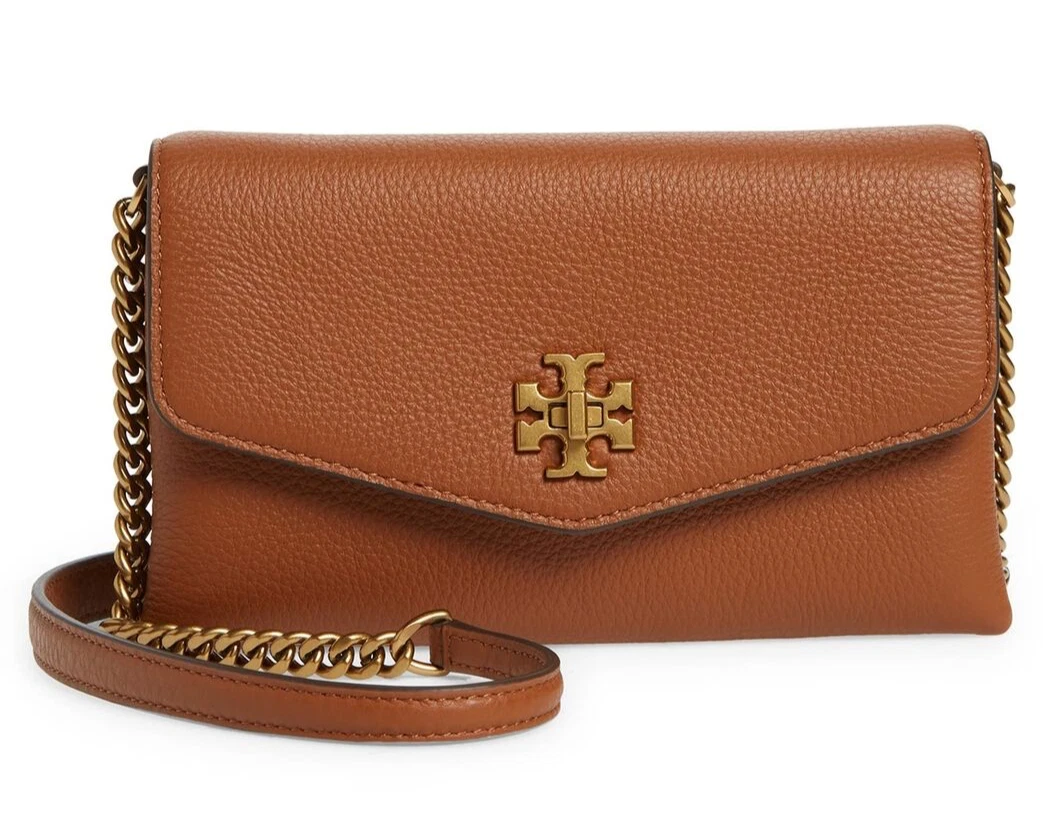 Tory Burch Kira Pebbled Leather Chain Wallet