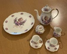 10 Piece Angel and Flower Designed Miniature Tea Set