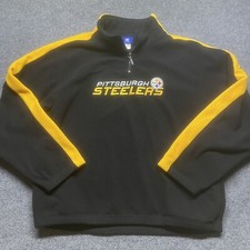 Pittsburgh Steelers Reebok NFL Team Fleece 1/4 Zip Spellout Sweatshirt Mens XL