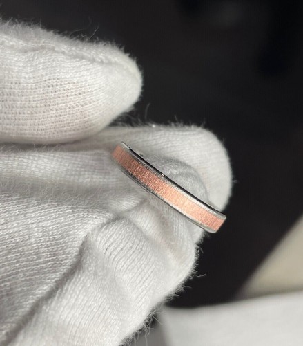 Beautiful Frosted Copper Stripe Titanium Band, Fashion Ring, Wedding - Picture 1 of 7