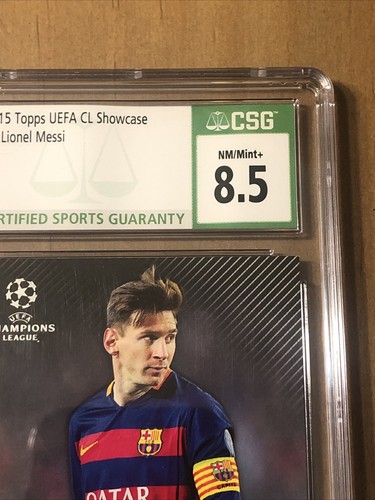 Lionel Messi Blue Parallel 2015 Topps UEFA CL Showcase Base Card #1 CSG 8.5 - Picture 4 of 6