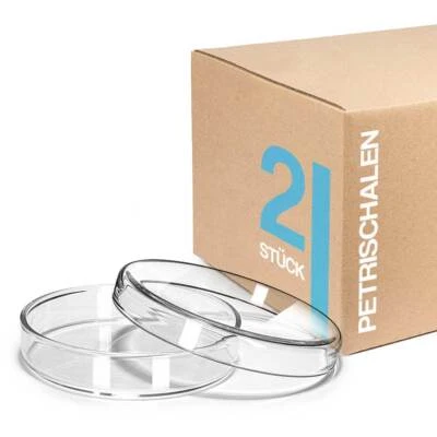 Tuuters 2x Labor Petrischale / Petrischalen aus Glas mit Deckel Futternapf