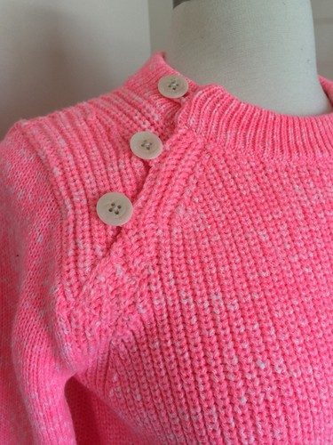 Neu mit Etikett JCREW strukturierter Pullover Anker Knopf bunt pink neon XXS G0248 AUSVERKAUFT - Bild 6 von 10