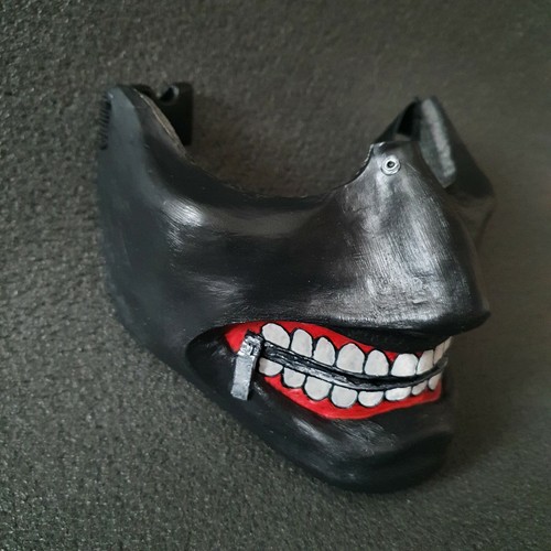 Half Mask Tokyo Ghoul Anime Mad Smile Kaneki Ken Helloween Props Cosplay Gift - Picture 7 of 9