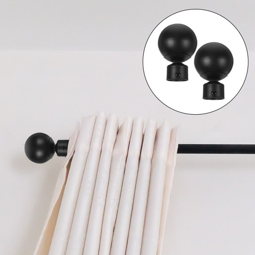 2 Pcs Black Curtain Rod Accessories Office Finials for Rods End Caps Pole - Picture 5 of 12