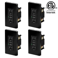 4 Pack GFCI Outlet 15A Wall Receptacle Tamper Resistant TR WR w/ Plate ETL Black