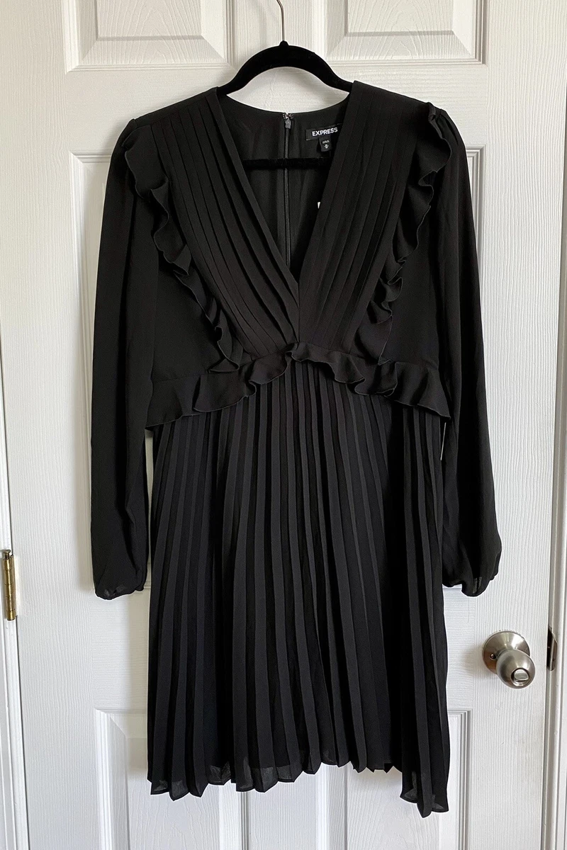 Express long sleeve black dress cheap