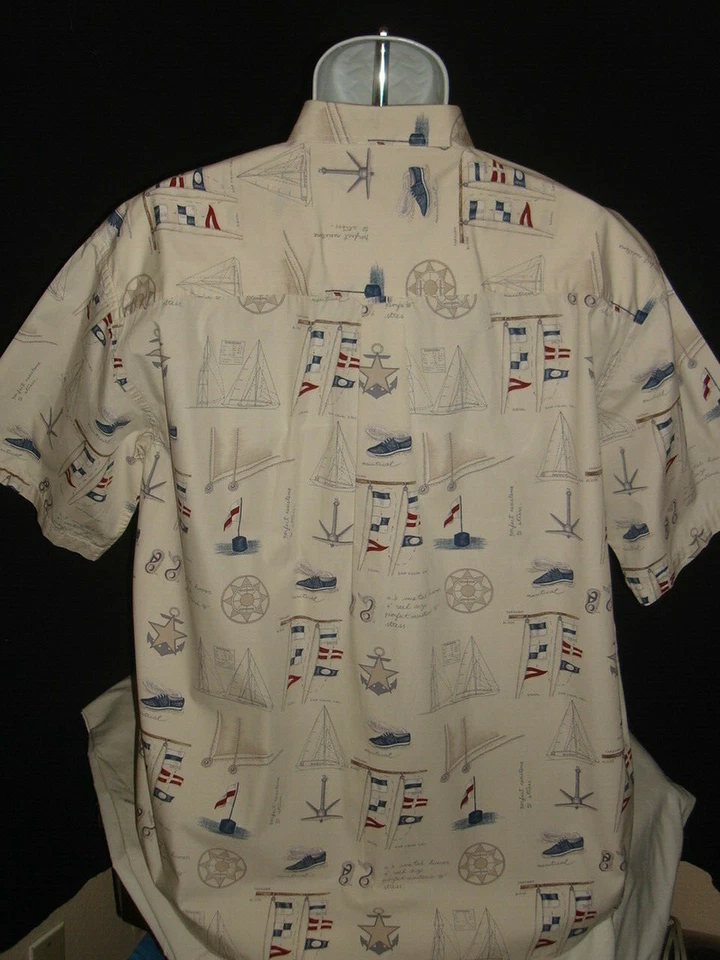 Bimini Bay Outfitters Nautical White w/Sailing Print 100% Cotton S/S Shirt 2XL - Image 4 of 4