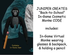 IN-GAME CODE Juniper Create GORILLA TAG Monke School Plush Cosmetic Makeship NEW