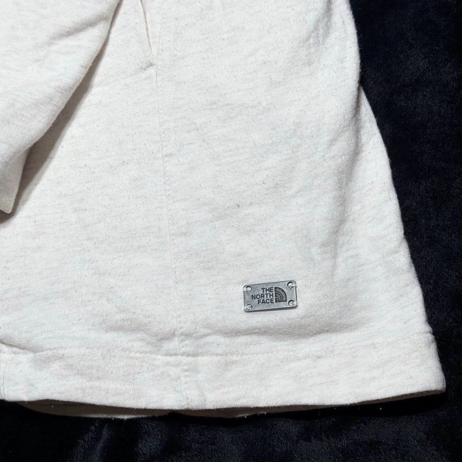 OFF WHITE Giacca cardigan The North Face cappuccio lungo bianco sporco erica moto zip laterale grande