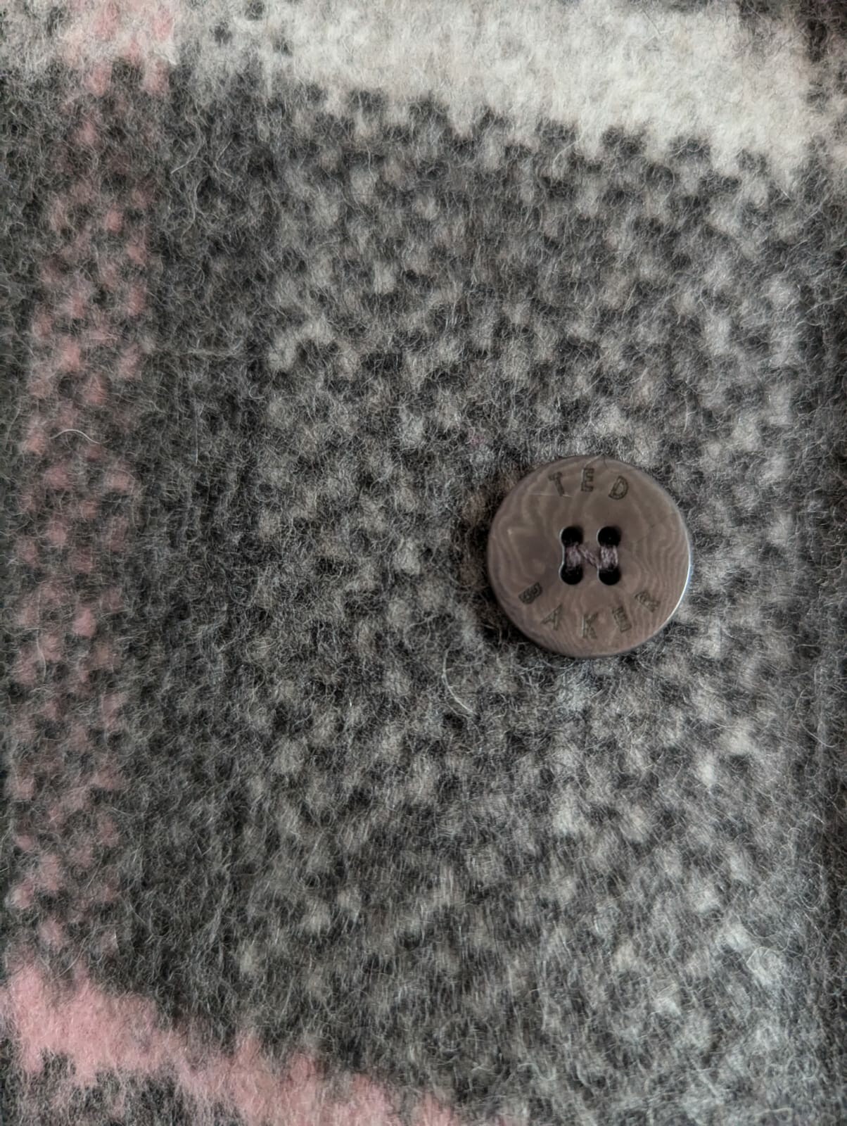 Ted Baker Pink & Grey Warm Wool Double Breasted Pea Coat UK 10, TB 2 image 5