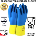 HEAVY DUTY CHEMICAL GLOVES.DOUBLE DIPPED.RUBBER GLOVES.CLEANING,ACID,ALKALI.FOOD