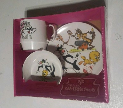 Rare Looney Tunes 3 Piece Dinnerware Set Lexington Vintage 1966 NIB Bugs Bunny