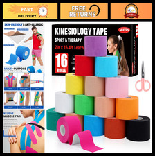 16 Rolls Kinesiology Tape - 16 Colors, 2" x 16.4' Waterproof Elastic Muscle Spor