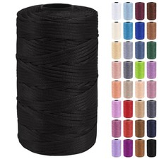 Polypropylene Ribbon Yarn 3mm x 218 Yards Flat Macrame Cord 3mm Crochet Black