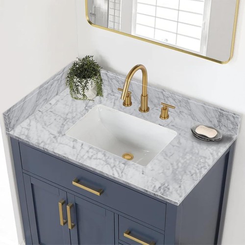 Elegant 36" Carrara Marble Backsplash - Stylish Addition for Bathroom Vanities - Picture 5 of 9