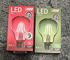 2 LED CHRISTMAS LIGHT BULBS 4.5W Green and Red Color A19 120V