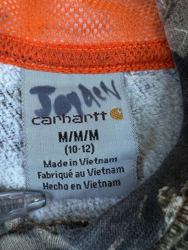 Carhartt Hoodie Youth Medium Camo Pullover Realtree Hunting Logo Sweatshirt - Picture 9 of 13