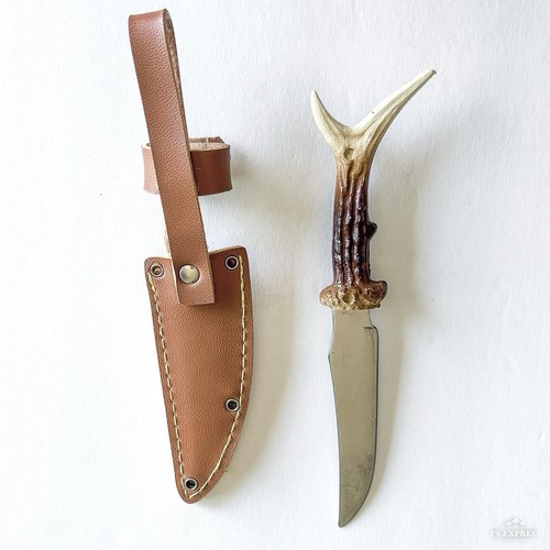 Rostfrei Branded Knife Wood Look Deer Horn Handle Sheath Germany - Picture 3 of 6