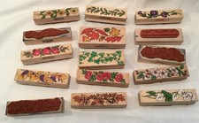 Wooden Rubber Stamp Mixed Lot Of 15 Gardening Floral Stamps