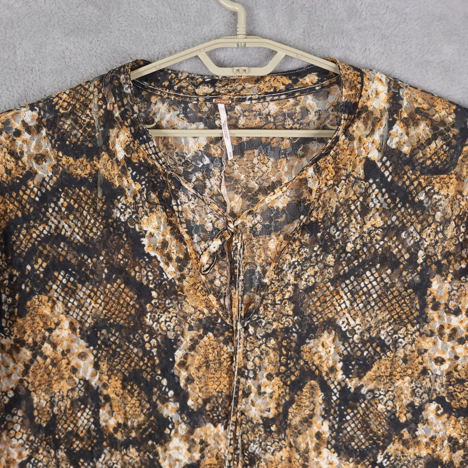 Blusa Free People Out For The Night Semi Transparente Serpiente Combo Talla M/L Marrón Boho Foto 3 de 4