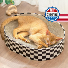 Conlun Cat Scratcher Cardboard2 In 1 Oval Cat Scratch Pad Bowl For Indoor Kitty