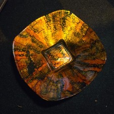 Italian Art Glass IL QUADRIFOGLIO Round dish Iridescent Hand Decorated