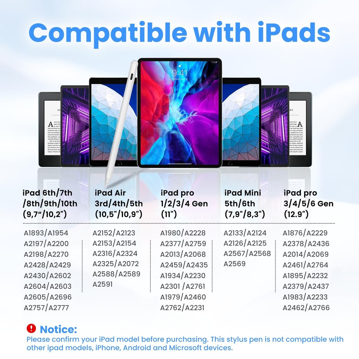 Apple Pencil iPad 10th/9th Generation, Pencil for iPad Air 4th/5th