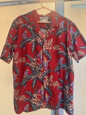 Vintage Paradise Found Hawaiian Shirt Men's XL Magnum PI Parrot Floral Red