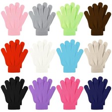 Cooraby 12 Pairs Kid's Winter Magic Gloves Children Medium, 12 Mixed Color