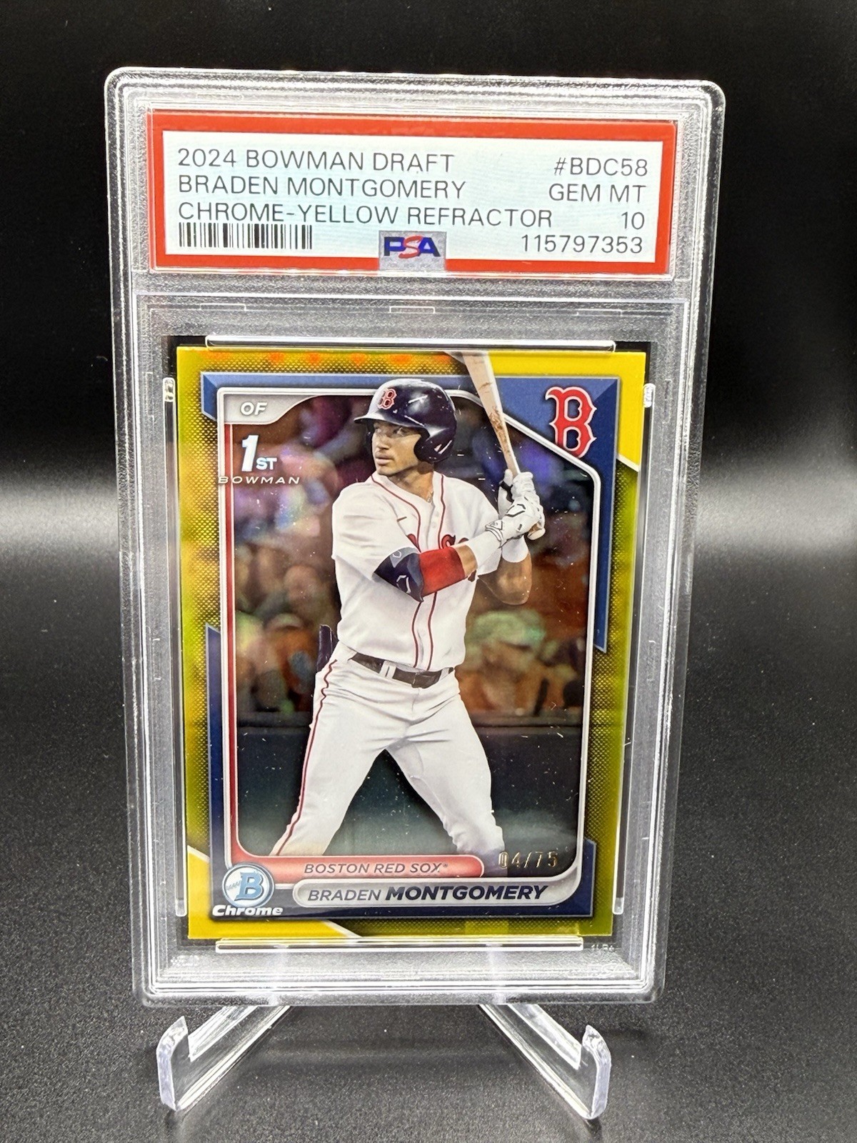 2024 Bowman Draft Braden Montgomery Chrome Yellow Refractor 1st #04/75 Red Sox