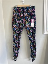 Roxy Rowley NWT Size L Women s Snow Pants Stirrups Ski Snowboard Black Floral