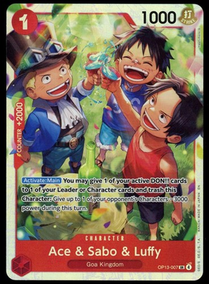 #ad Ace Sabo Luffy OP13 007 Carrying On His Will Foil SR One Piece TCG NM English $4.99