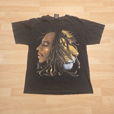 Vintage Zion Rootswear Men s Bob Marley Lion Rasta Dreads Shirt Black SZ Large