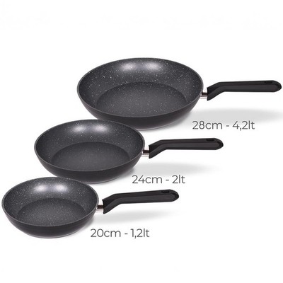Serenk Excellence 3-Piece Non Stick Granite Pan Set - Induction Compatible