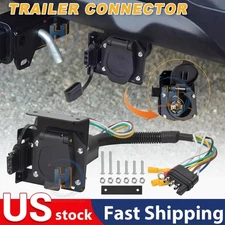 Dual Output 4 Way Flat to 7 Way RV Blade Trailer Wiring Adapter Connector Kit