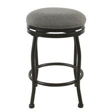 Round Swivel Counter Stool with Metal Base, 24-Inch, Charcoal